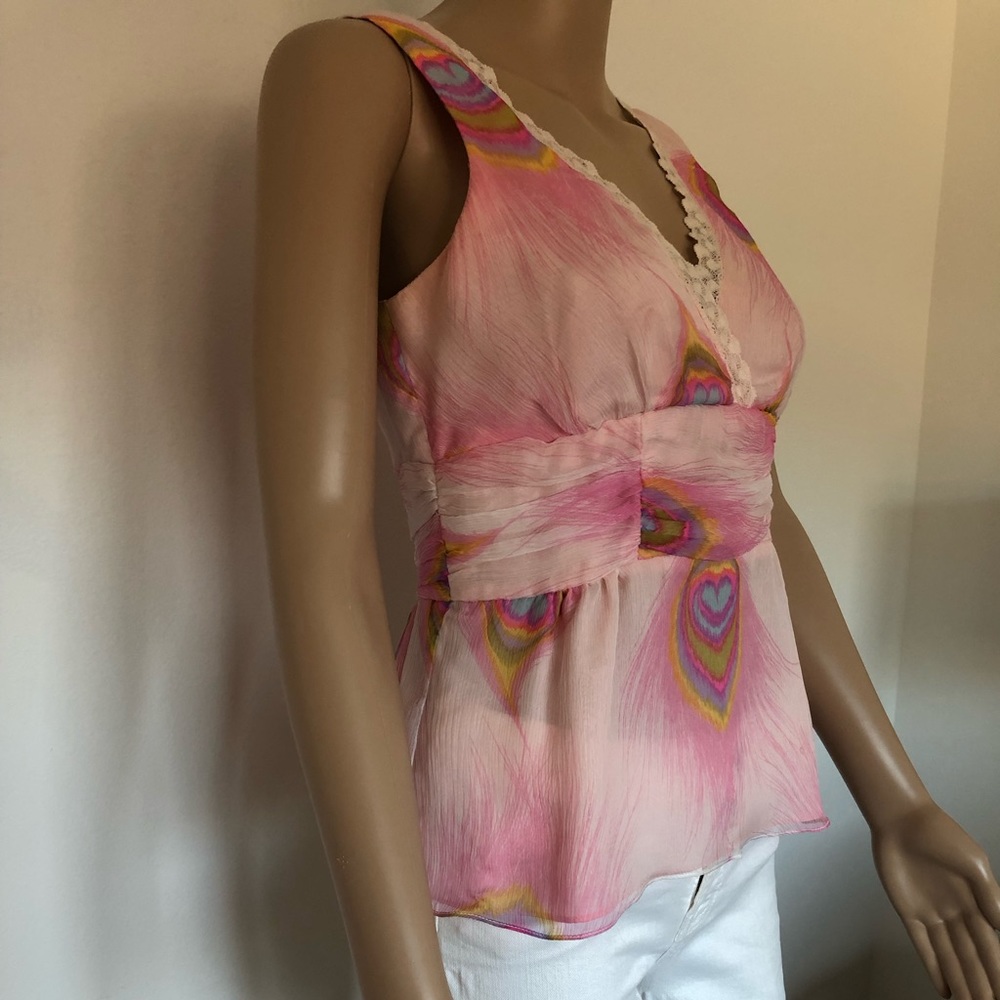 Nanette Lepore Silk Chiffon Empire Waist Sleeveless Blouse Size 4